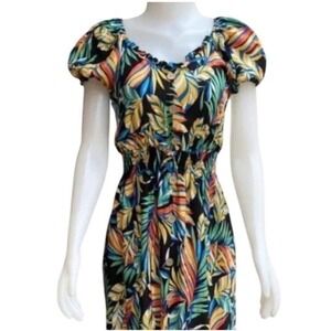 Kindred + Anthropologie Tropical Leaf Print Maxi dress Size XL